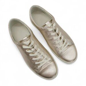 ECCO Soft 7 Women's 10 - 10.5 Metallic Gold Pebbled Leather Lace Up Sneaker